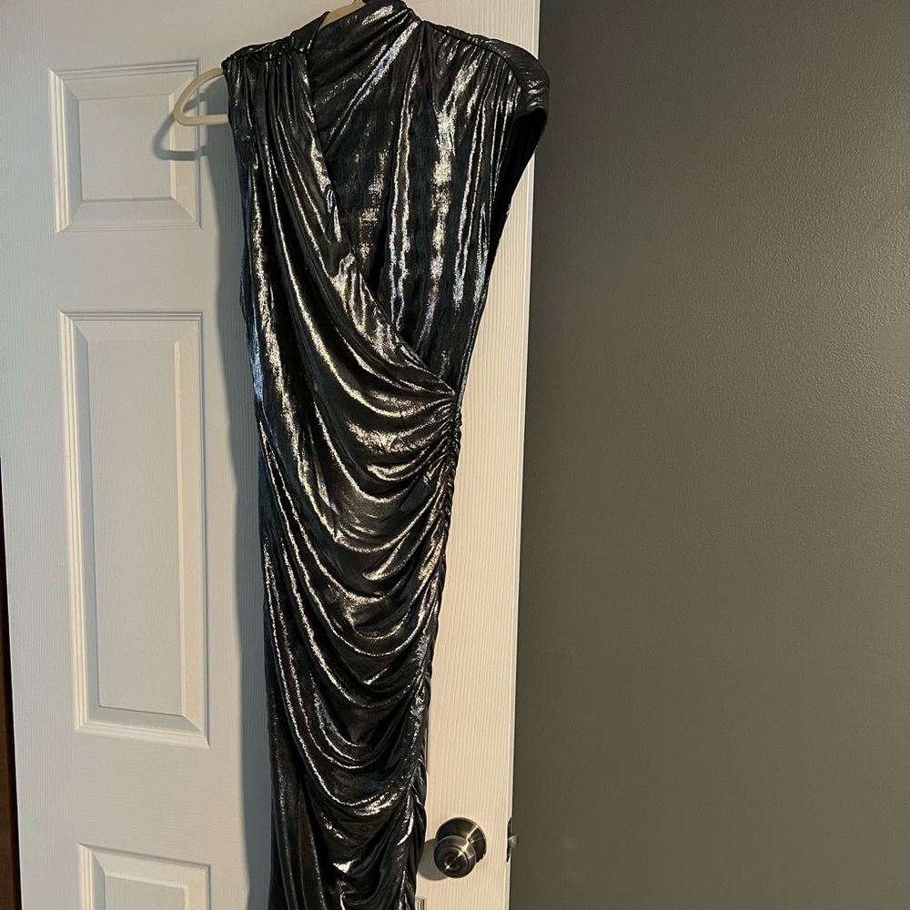 Misha Metallic Silver Asymmetrical Dress - Picture 3 of 13